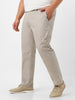 Plus Men's Grey Cotton Light Weight Non-Stretch Regular Fit Casual Trousers