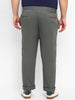 Plus Men's Dark Green Cotton Light Weight Non-Stretch Regular Fit Casual Trousers