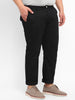 Plus Men's Black Cotton Light Weight Non-Stretch Regular Fit Casual Trousers