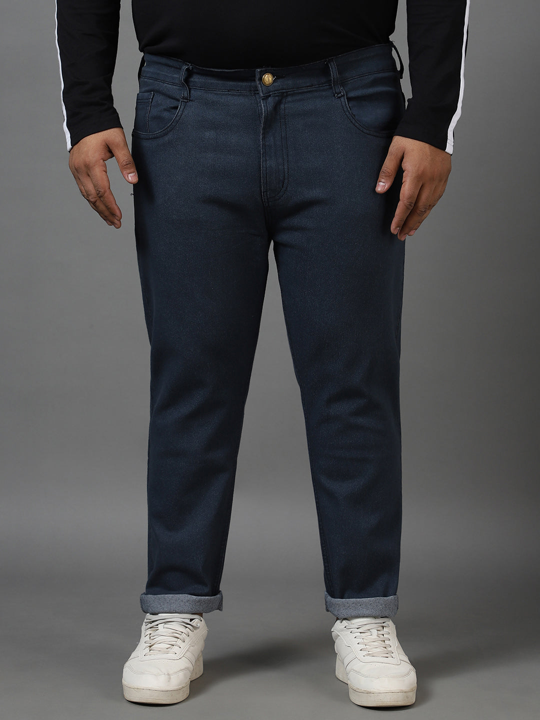 Urbano Plus Men's Dark Grey Regular Fit Denim Jeans Stretchable