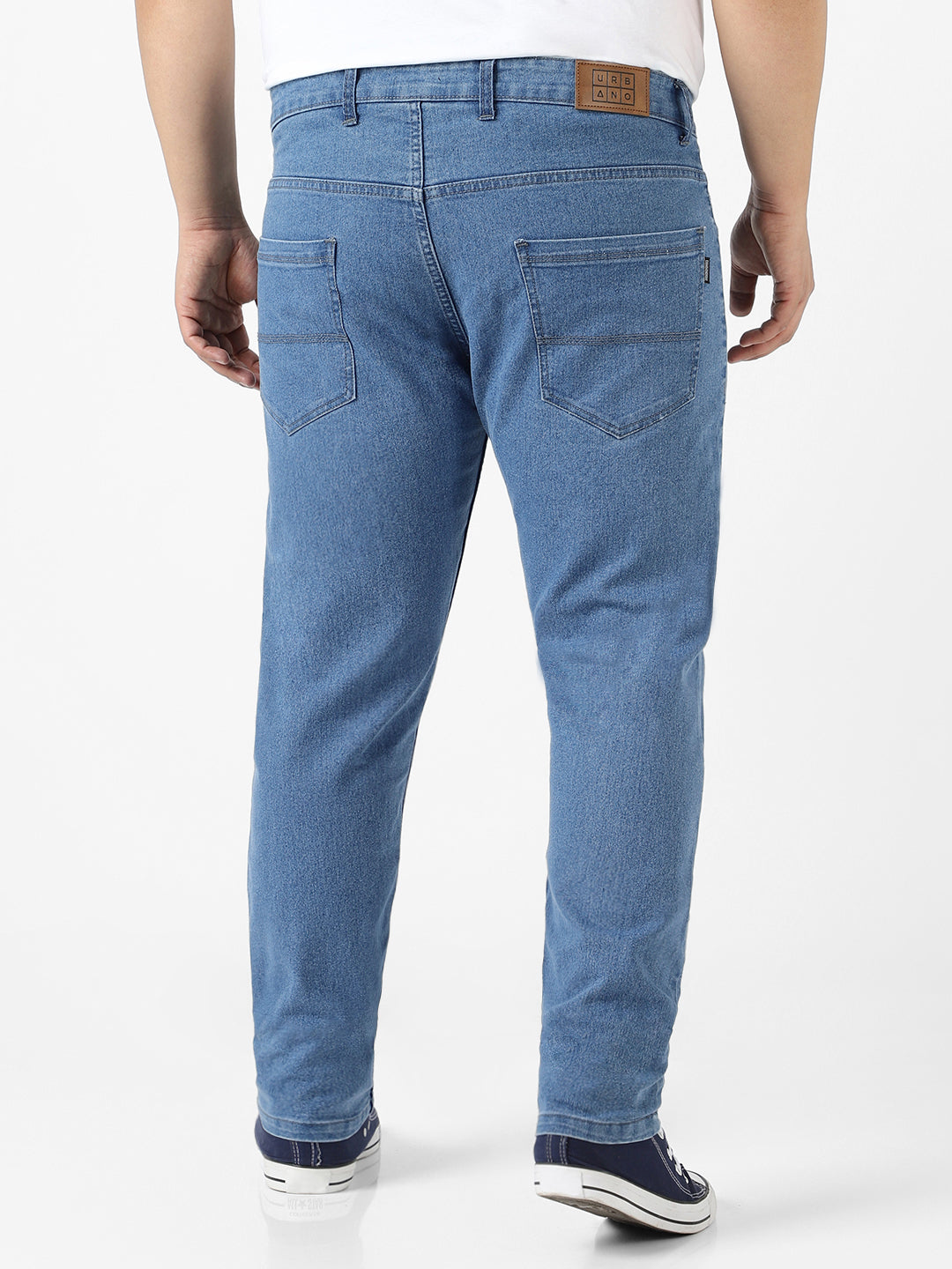 Plus Men's Light Blue Regular Fit Denim Jeans Stretchable