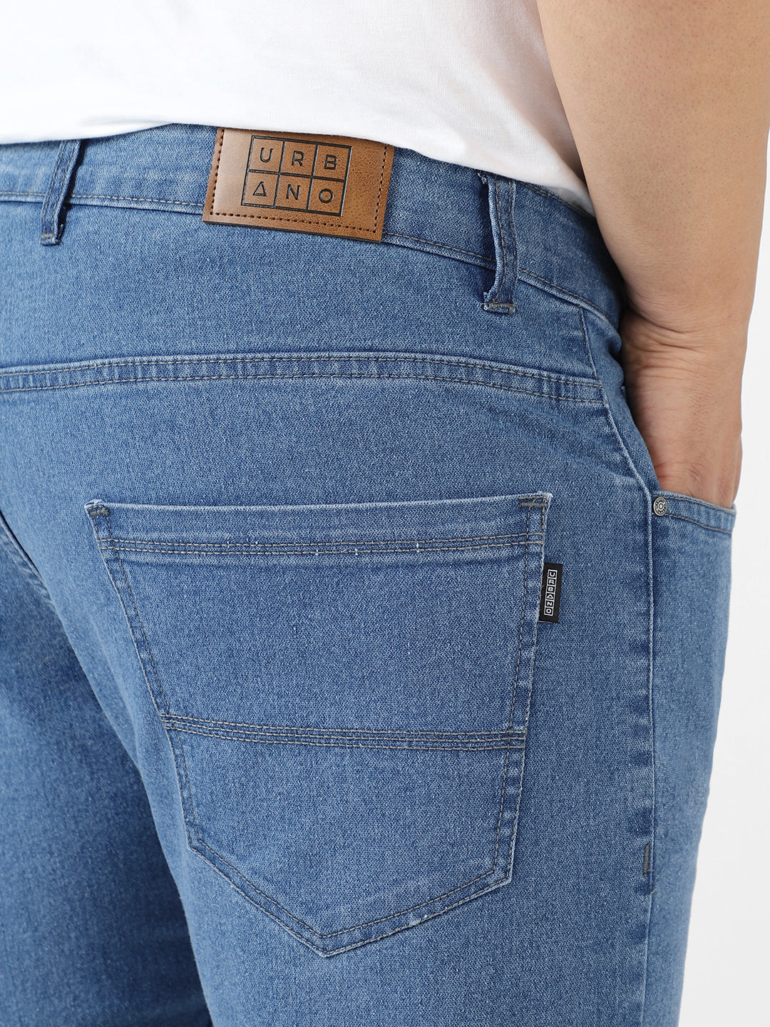 Plus Men's Light Blue Regular Fit Denim Jeans Stretchable