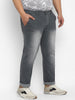 Plus Men's Grey Regular Fit Washed Jeans Stretchable