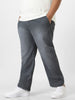 Plus Men's Grey Regular Fit Washed Jeans Stretchable