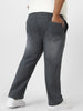 Plus Men's Grey Regular Fit Washed Jeans Stretchable