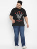 Urbano Plus Men's Black Graphic Printed Half Sleeve Regular Fit Cotton T-Shirt