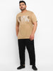 Urbano Plus Men's Brown Graphic Printed Half Sleeve Regular Fit Cotton T-Shirt