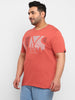 Urbano Plus Men's Orange Graphic Printed Half Sleeve Regular Fit Cotton T-Shirt