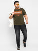 Urbano Plus Men's Green Graphic Printed Half Sleeve Regular Fit Cotton T-Shirt