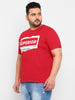 Urbano Plus Men's Red Graphic Printed Half Sleeve Regular Fit Cotton T-Shirt
