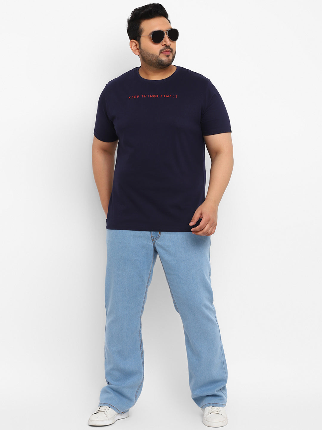 Urbano Plus Men's Dark Blue Graphic Printed Half Sleeve Regular Fit Cotton T-Shirt