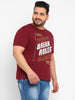 Urbano Plus Men's Maroon Graphic Printed Half Sleeve Regular Fit Cotton T-Shirt
