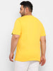 Plus Men's Yellow Graphic Printed Half Sleeve Regular Fit Cotton T-Shirt