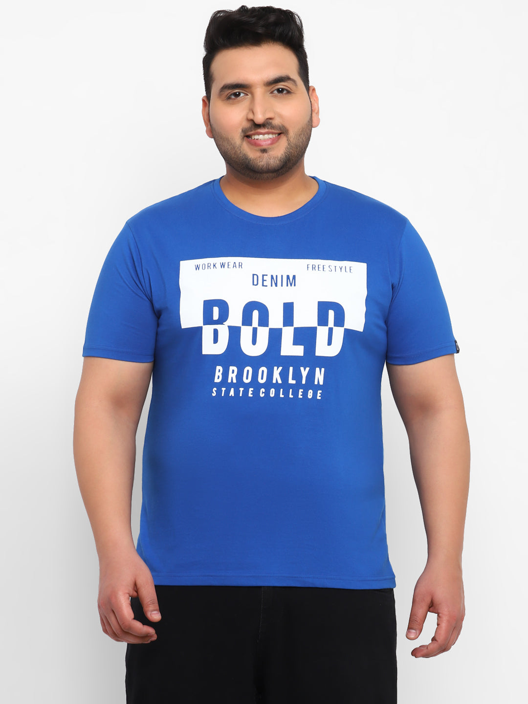 Urbano Plus Men's Blue Graphic Printed Half Sleeve Regular Fit Cotton T-Shirt