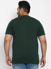 Plus Men's Bottle Green Solid Henley Neck Regular Fit Half Sleeve Cotton T-Shirt