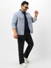 Plus Men's Light Grey Regular Fit Washed Full Sleeve Denim Jacket