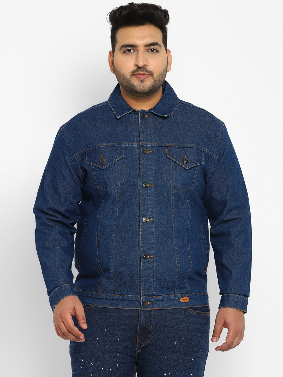 Urbano Plus Men's Blue Regular Fit Washed Full Sleeve Denim Jacket