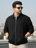 Plus Men's Black Relaxed Fit Full Sleeve Harrington Denim Jacket