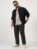 Plus Men's Black Relaxed Fit Full Sleeve Harrington Denim Jacket
