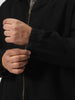 Plus Men's Black Relaxed Fit Full Sleeve Harrington Denim Jacket