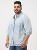 Plus Men's Ice Blue Relaxed Fit Full Sleeve Harrington Denim Jacket