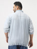 Plus Men's Ice Blue Relaxed Fit Full Sleeve Harrington Denim Jacket