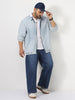 Plus Men's Ice Blue Relaxed Fit Full Sleeve Harrington Denim Jacket