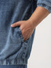 Plus Men's Blue Relaxed Fit Full Sleeve Harrington Denim Jacket