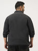 Plus Men's Grey Relaxed Fit Full Sleeve Harrington Denim Jacket