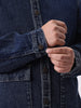 Plus Men's Dark Blue Relaxed Fit Full Sleeve Utility Denim Jacket