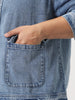 Plus Men's Ice Blue Relaxed Fit Full Sleeve Utility Denim Jacket