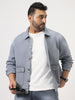 Plus Men's Ice Grey Relaxed Fit Full Sleeve Utility Denim Jacket