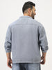 Plus Men's Ice Grey Relaxed Fit Full Sleeve Utility Denim Jacket