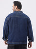 Plus Men's Blue Relaxed Fit Full Sleeve Utility Denim Jacket