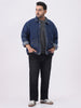 Plus Men's Blue Relaxed Fit Full Sleeve Utility Denim Jacket