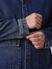 Plus Men's Blue Relaxed Fit Full Sleeve Utility Denim Jacket