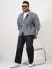 Plus Men's Grey Relaxed Fit Full Sleeve Utility Denim Jacket