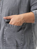 Plus Men's Grey Relaxed Fit Full Sleeve Utility Denim Jacket