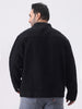 Plus Men's Black Relaxed Fit Full Sleeve Utility Denim Jacket
