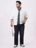 Plus Men's White Relaxed Fit Full Sleeve Utility Denim Jacket
