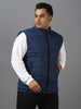 Plus Men's Blue Sleeveless Zippered Puffer Jacket