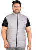 Plus Men's Light Grey Sleeveless Zippered Puffer Jacket