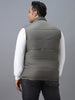 Plus Men's Olive Sleeveless Zippered Puffer Jacket