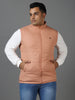 Plus Men's Pink Sleeveless Zippered Puffer Jacket