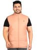 Plus Men's Pink Sleeveless Zippered Puffer Jacket