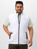 Plus Men's White Sleeveless Zippered Puffer Jacket