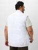 Plus Men's White Sleeveless Zippered Puffer Jacket