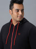 Urbano Plus Men's Black Solid Cotton Zippered Full Sleeve Hooded Sweatshirt