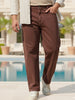 Plus Men's Brown Loose Fit Washed Jeans Non-Stretchable