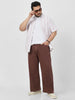 Plus Men's Brown Loose Fit Washed Jeans Non-Stretchable